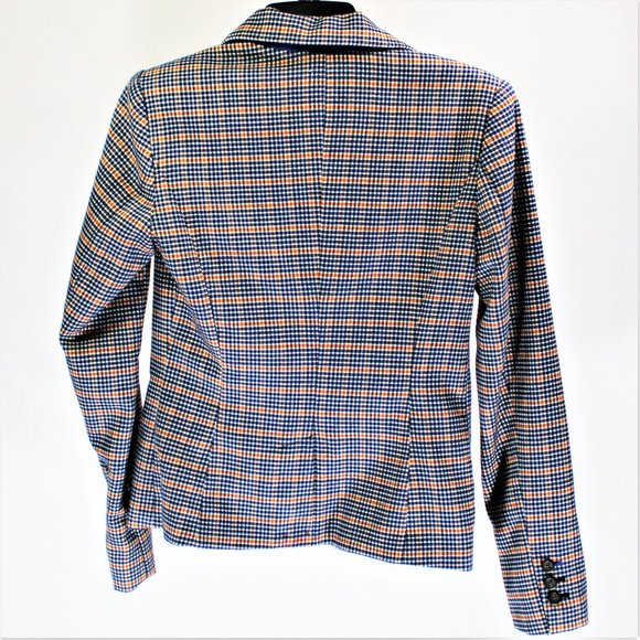 Merona | Blue, White, & Orange Plad Pattern Blazer - Picture 7 of 7